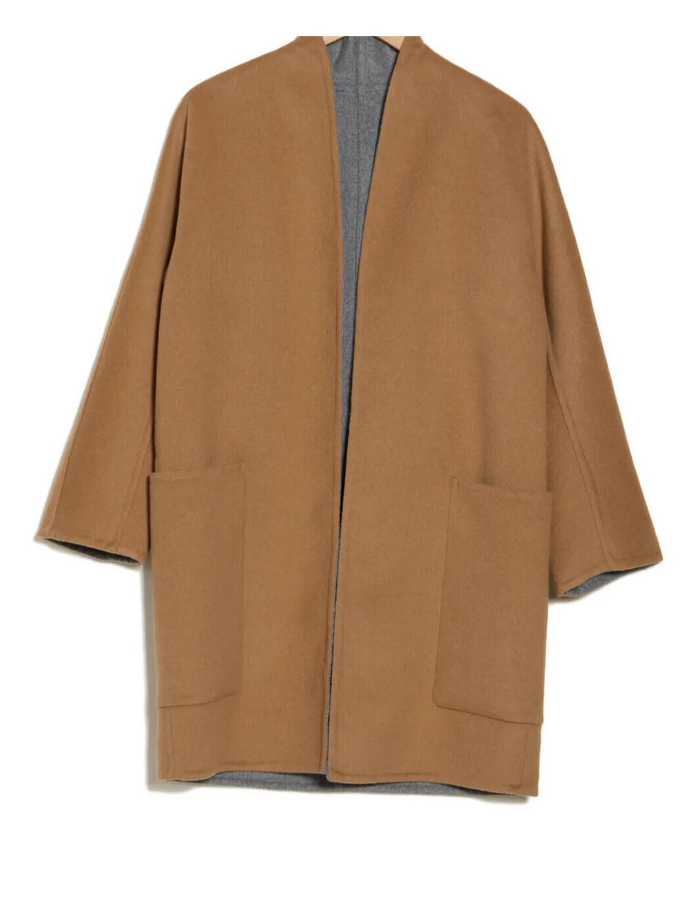 NEW, Vince Reversible Collarless Wool Blend Coat in Camel Sz S #W199